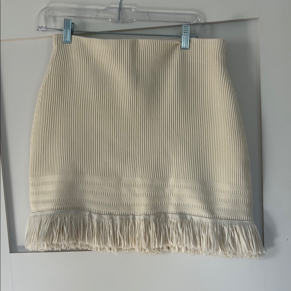 Express Cream Ribbed Mini Skirt Cocktail